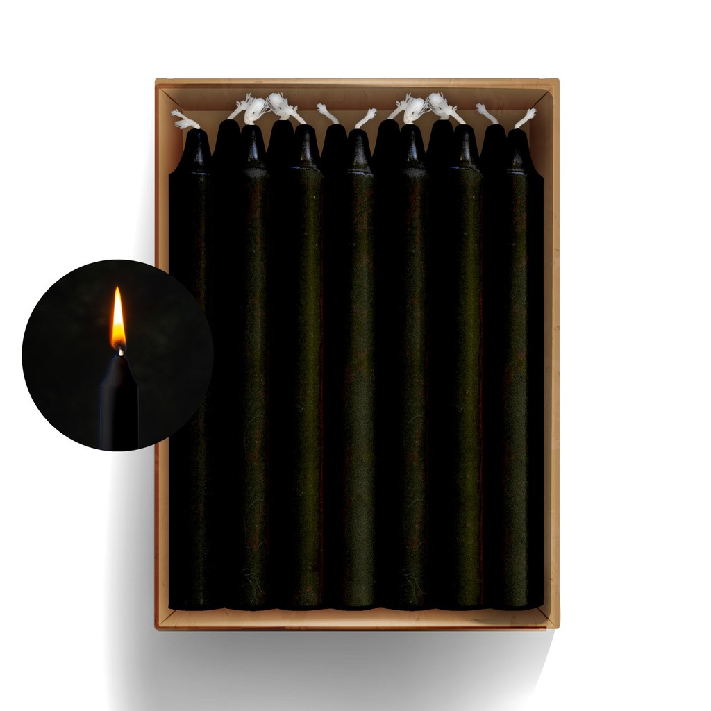 Kit de 50 Velas Preta 18x1,5cm - Queima de 5 horas