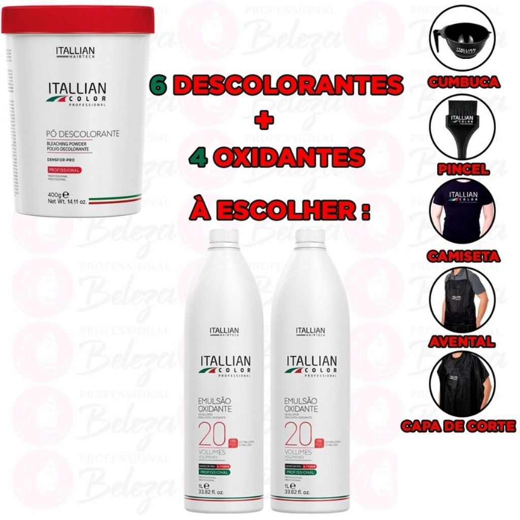 Kit 6 Pó Descolorante Itallian 4 Ox Itallian Color Hairtech