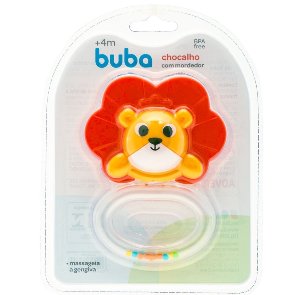 Chocalho Com Mordedor Multi Texturas Leãozinho 17870 - Buba em Oferta na Shopee