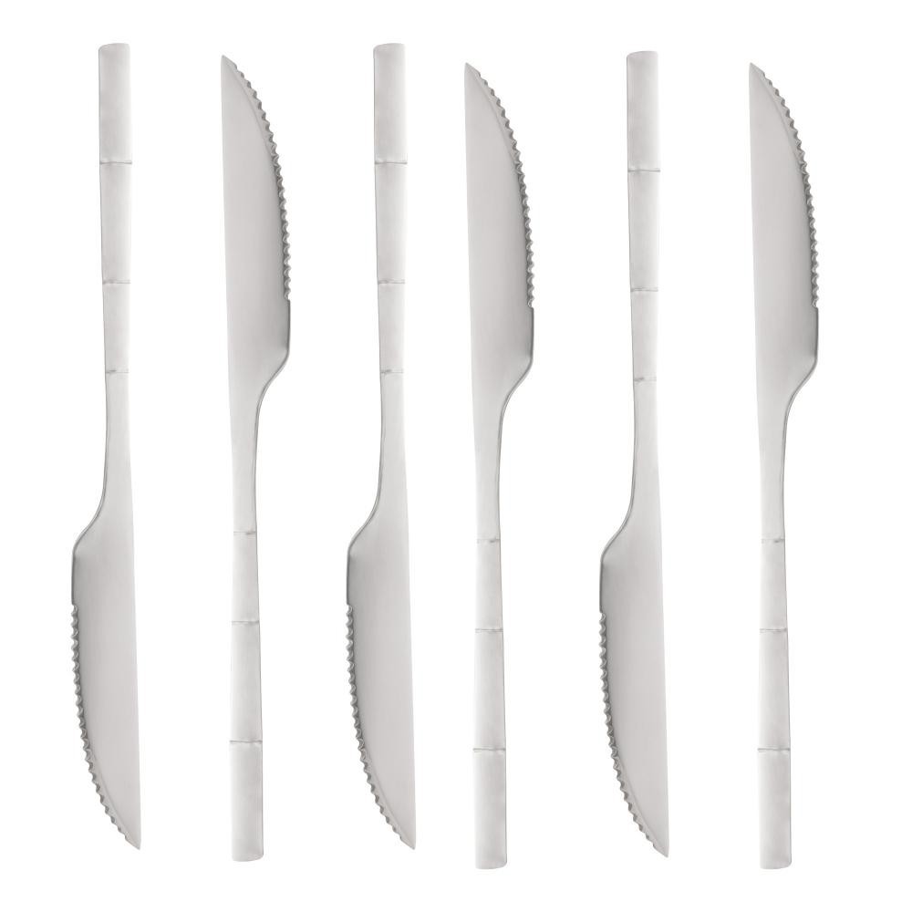 6 Facas para Churrasco Lyor Bambu Elegant de Aço Inox 22,3cm - Home & Living