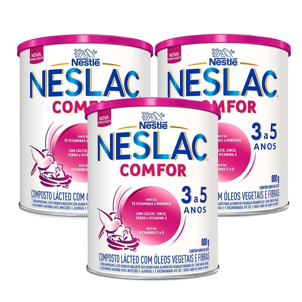 Kit 3 Neslac Comfor Composto Lácteo 800g em Oferta na Shopee