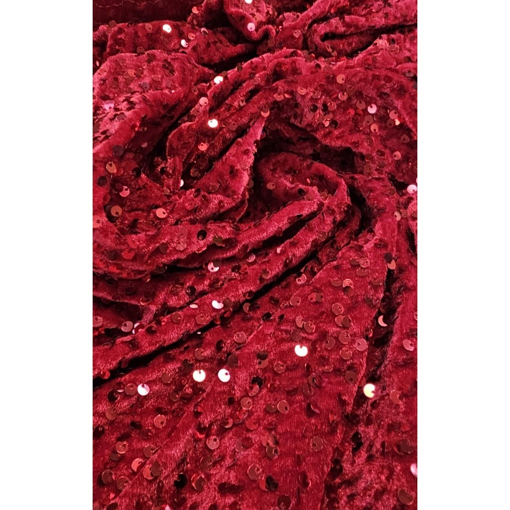 Veludo Cristal Bordado Vermelho Ferrari