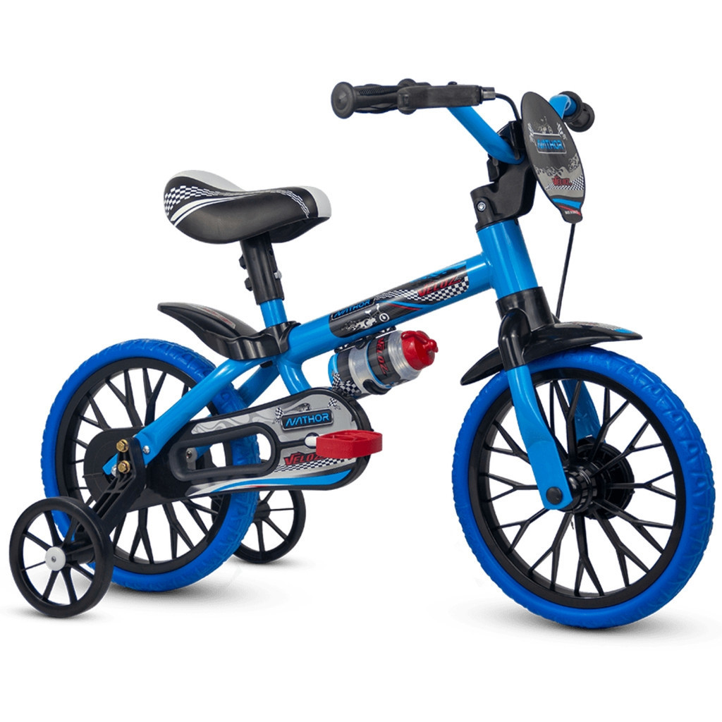 Bicicleta Infantil Nathor Aro 12 Menino Veloz Azul E Preto Criança de 90cm a 1 metro 2 A 5 Anos - Mom & Baby
