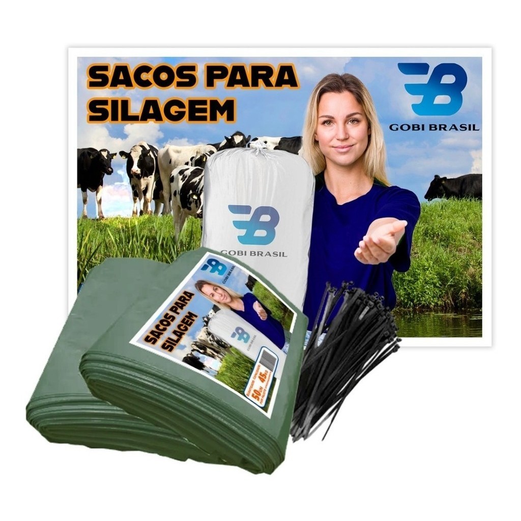 Saco para Silagem Gobi Brasil 55x110cm - 100 Un. + 100 Abç