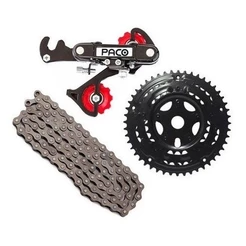 KIT RELAÇÃO MARCHAS BICICLETA COROA + CORRENTE + CÂMBIO TRAS