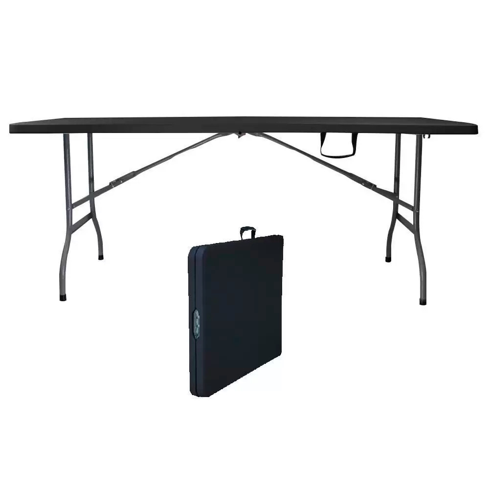 Mesa Dobrável Preta Super Robust 1.8m Nautika Fácil Transporte Camping Festa Pescaria Alça em Oferta na Shopee