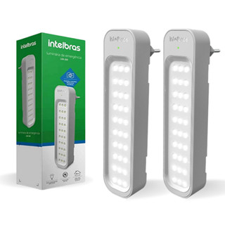 Kit Com 2 Unidades Luz de Emergência Luminária Lea 150 30 LEDs Bivolt 1w Lítio Intelbras Super Slim Emergencial Autônoma
