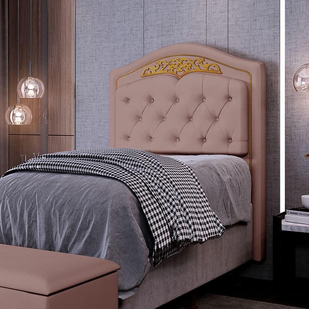 Cabeceira Cama Box Solteiro 90cm com Tachas Imperial Veludo J02 Rosê - Mpozenato em Oferta na Shopee