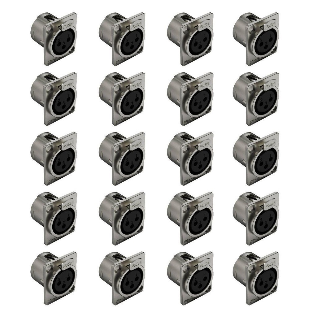 Kit 20 Conectores Plug Wireconex Xlr WC1023 Fêmea 3 Polos