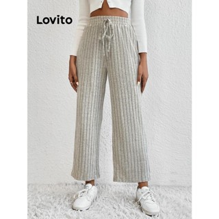 Lovito Calças Casuais Lisas Com Cordão Para Mulheres LSL01001