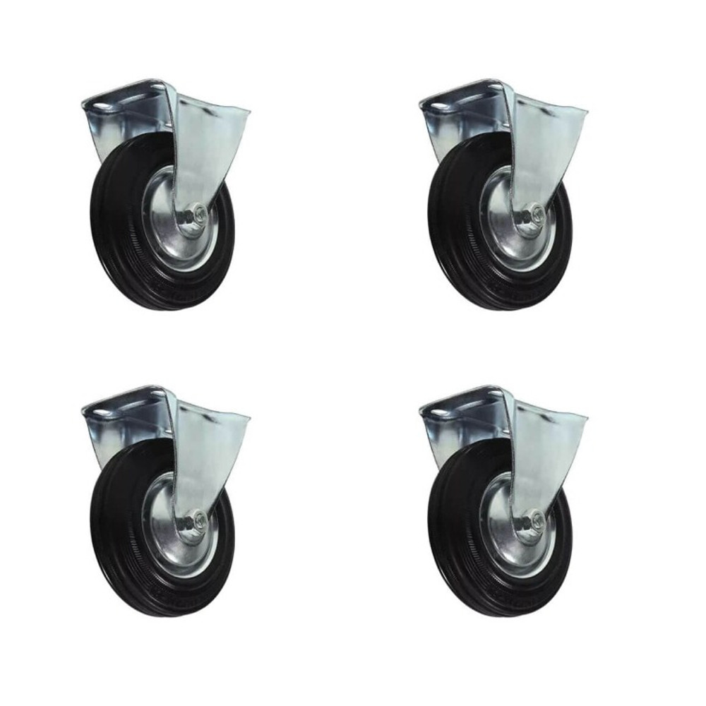 Kit com 4 Rodízio Fixo De Borracha 75mm - 3 Polegadas - JST