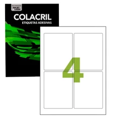 Etiqueta Adesiva A4 Para Impressão Inkjet E Laser 98X139mm Modelo 8115 CA4389 Profissional- Colacril
