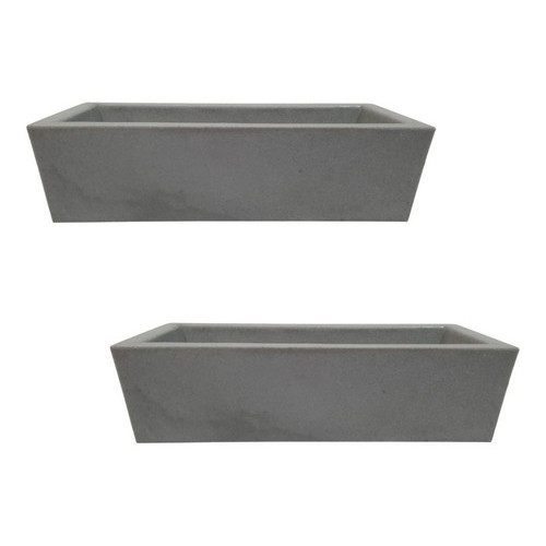 Kit 2 Jardineiras de Planta Cinza 37x15 Floreira Polietileno