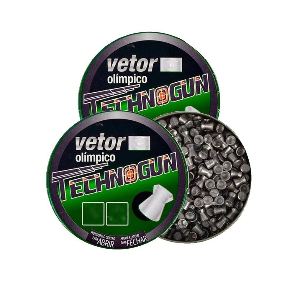 2 Latas de Chumbinho Vetor 4.5mm 500 Unidades - Technogun + Porta Chumbo