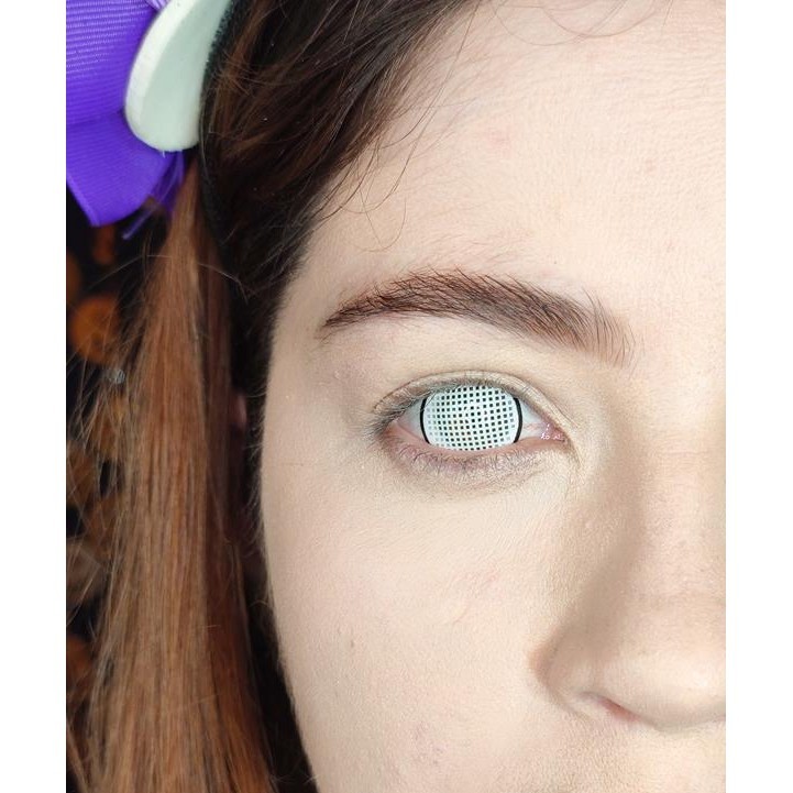 Lente de Contato Mini Sclera 17mm White Mesh R UV Anual ANVISA Perfeita para Cosplay e Fantasias