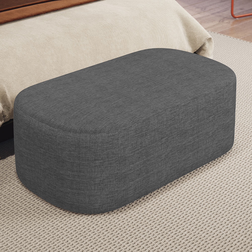Puff Retangular Decorativo 100cm Linho Cinza Escuro Doha W01 Lyam Decor em Oferta na Shopee