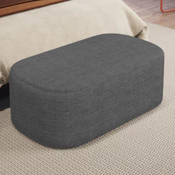 Puff Retangular Decorativo 100cm Linho Cinza Escuro Doha W01 Lyam Decor