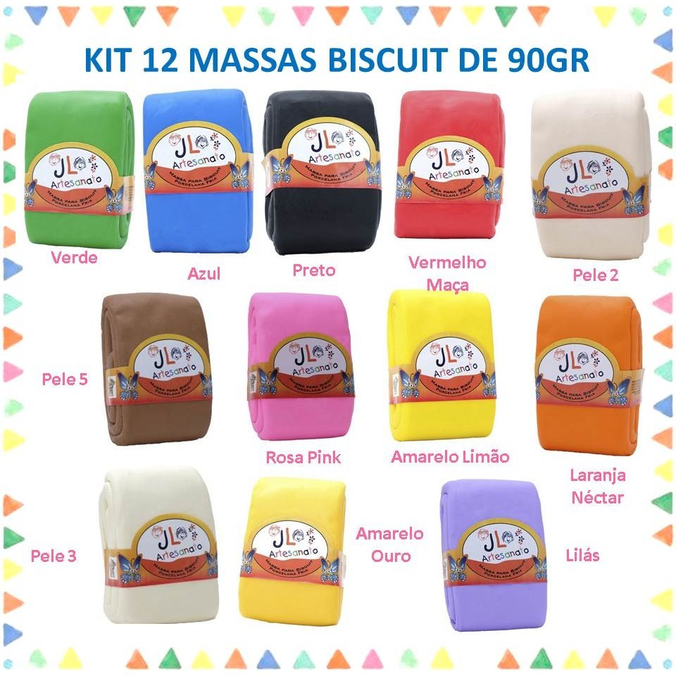 Kit 12 Massas De Biscuit - Jl Artesanato 90 Gramas em Oferta na Shopee