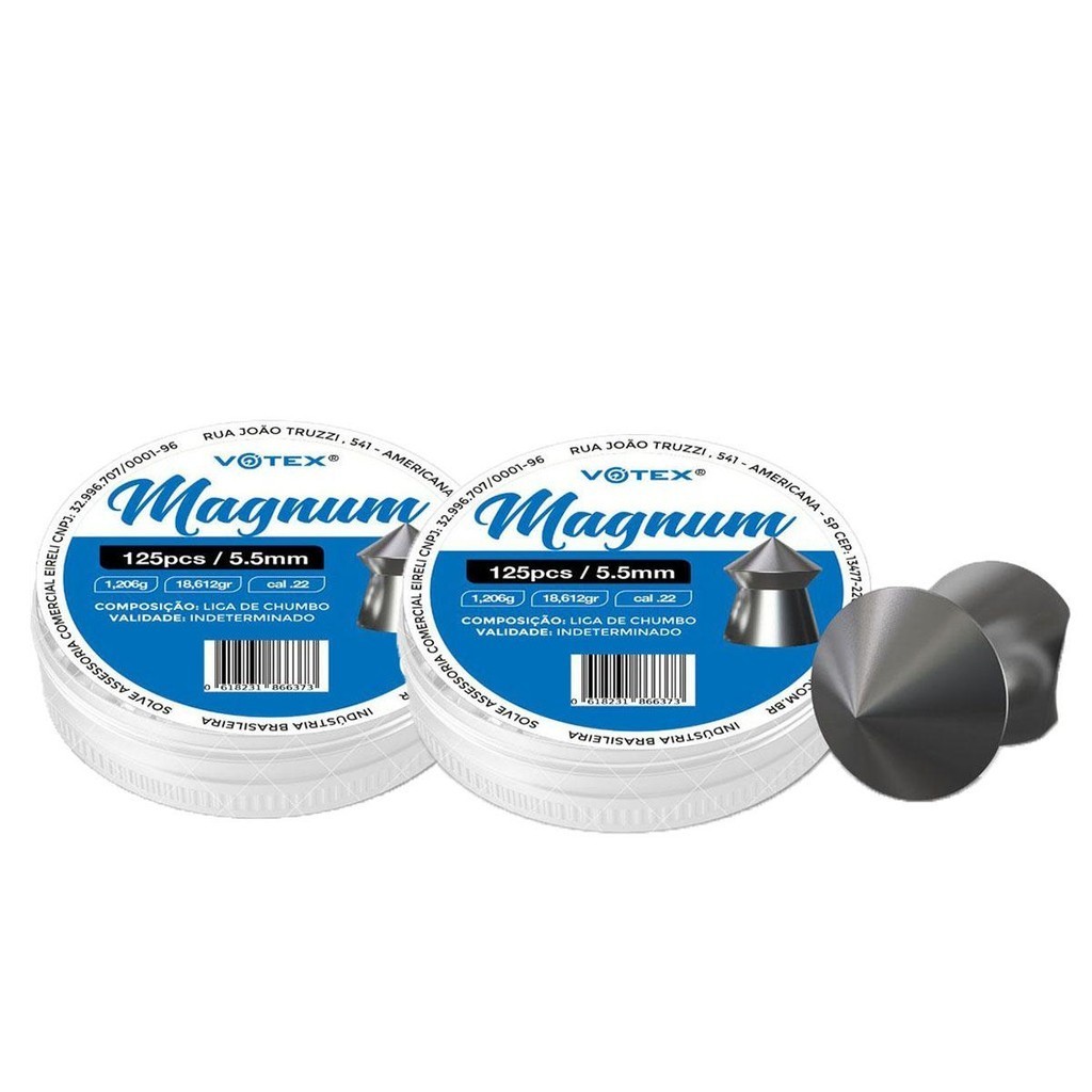 2 Chumbinhos Magnum 5.5mm 1,208g 250 Unidades - Votex - Sports & Outdoors