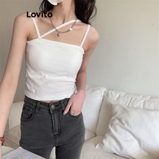 Lovito Regata Básica Casual Lisa Assimétrica Para Mulheres LNL45061
