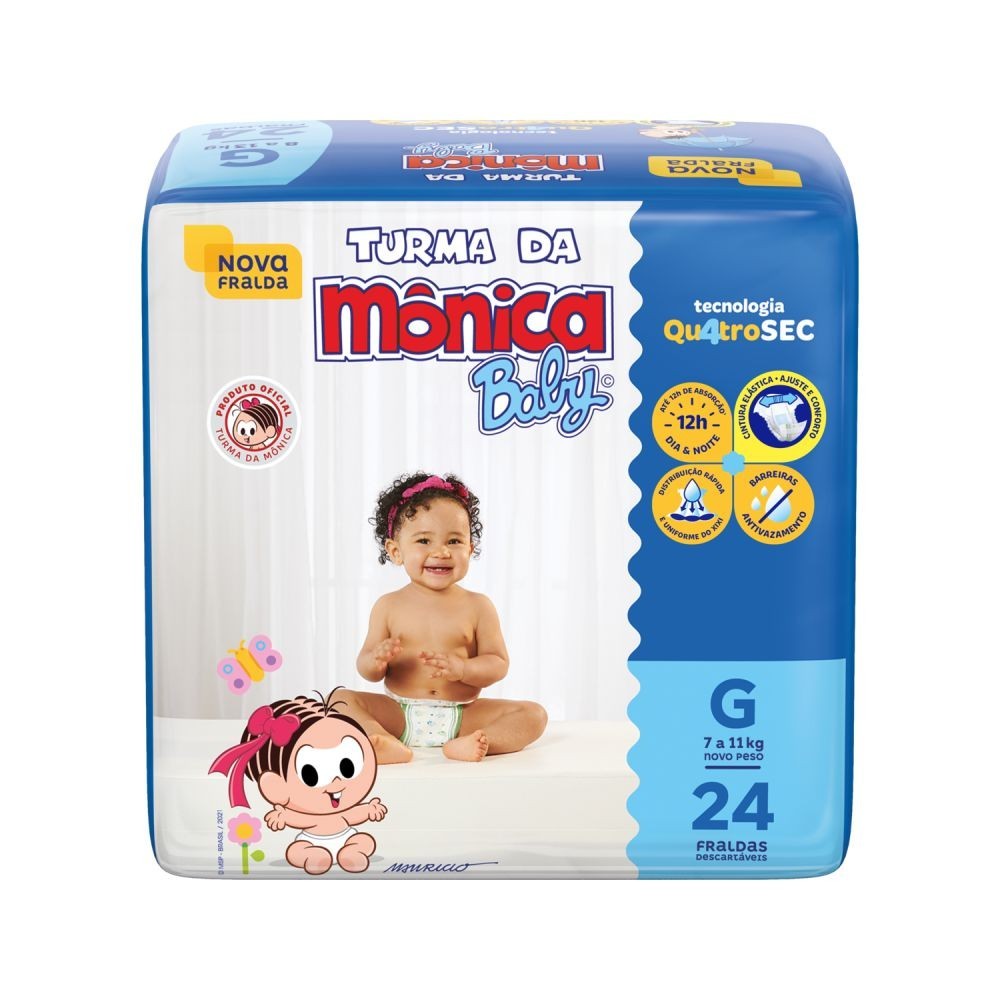 Fralda Turma da Monica Jumbo G Pacote c/24un