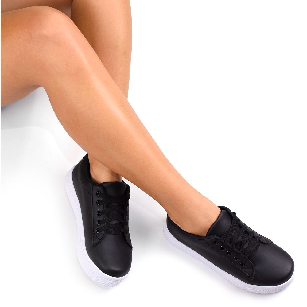 Tênis Casual Feminino Confortável Preto Estilo Tradicional Shoes