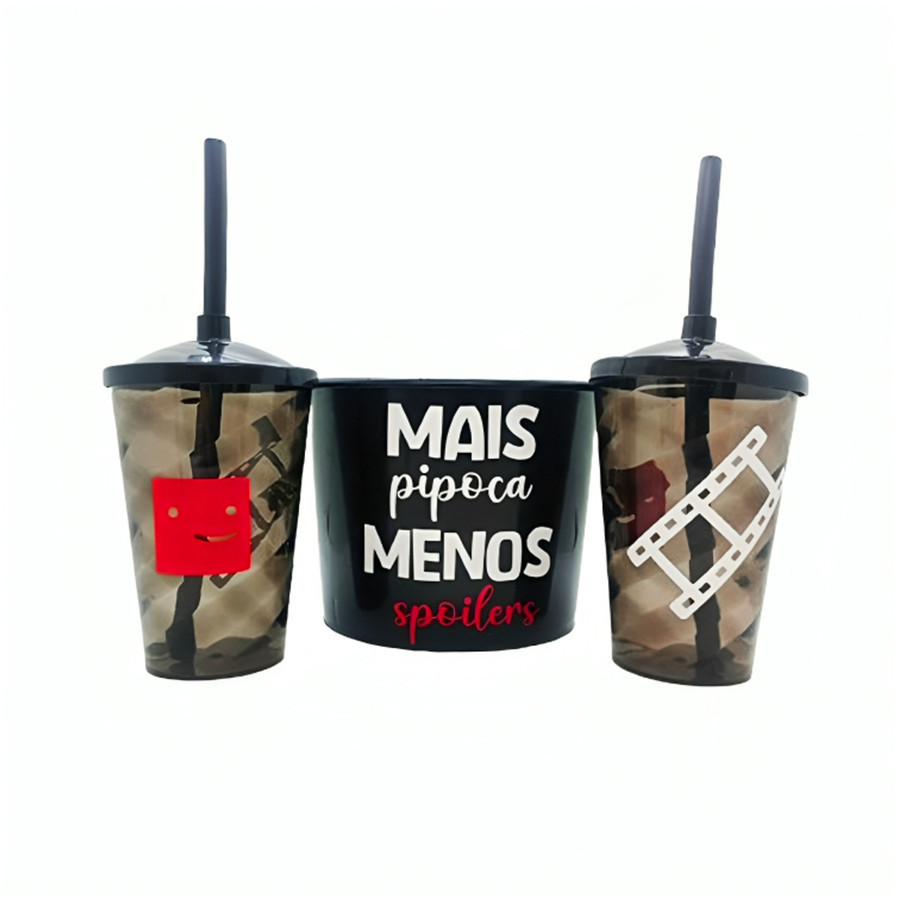 Kit Balde de Pipoca e Copos - Mais Pipoca, Menos Spoiler - 1 unidade - Rizzo - Stationery