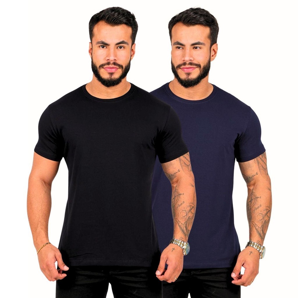 Kit 2 Camisetas Masculinas Camisa Basica Algodão Egípcio em Oferta na Shopee