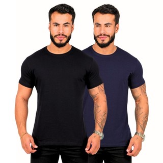 Kit 2 Camisetas Masculinas Camisa Basica Algodão Egípcio