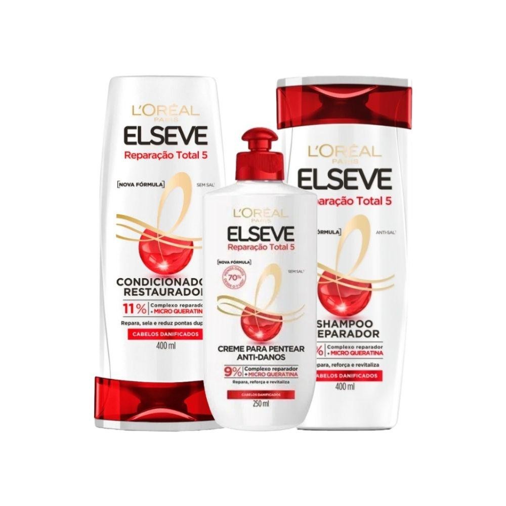 Kit L'Oréal Paris Reparação Total 5 (3 produtos) em Oferta na Shopee