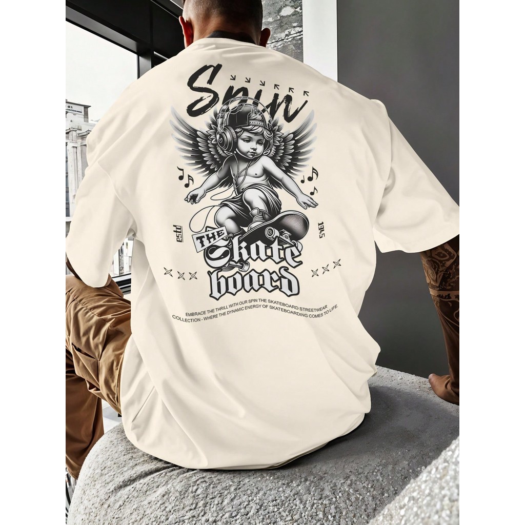 Camisa Camiseta Larga Oversized Streetwear Anjo Skate Skatista Blusão 100% Algodão