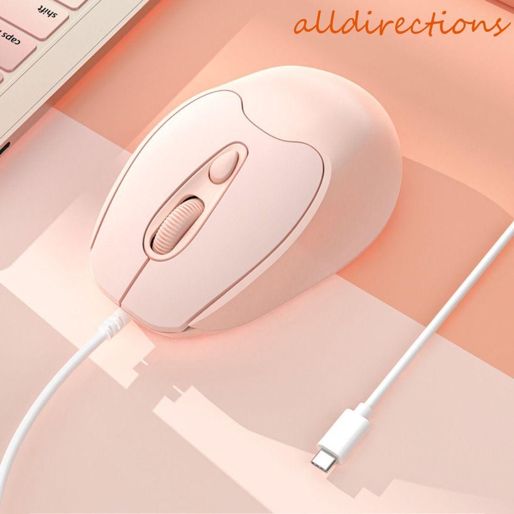 Mouse Mudo Com Fio ALLDIRECTIONS , USB Tipo C Ergonômico Cabo ABS