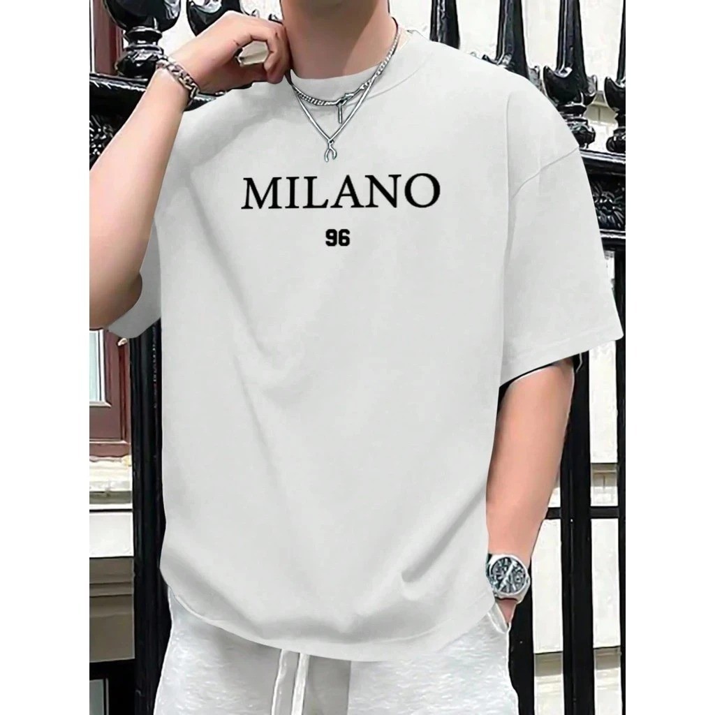 Camisa Masculina Milano 96 Camiseta Básica Estampada Gola Redonda Dia a Dia
