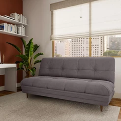 Sofá-Cama 3 Lugares Casal Anelise Suede Cinza