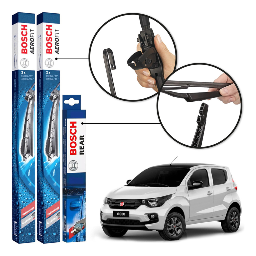 Limpa Parabrisa Diant /traseira Bosch Fiat Mobi 2016 A 2020
