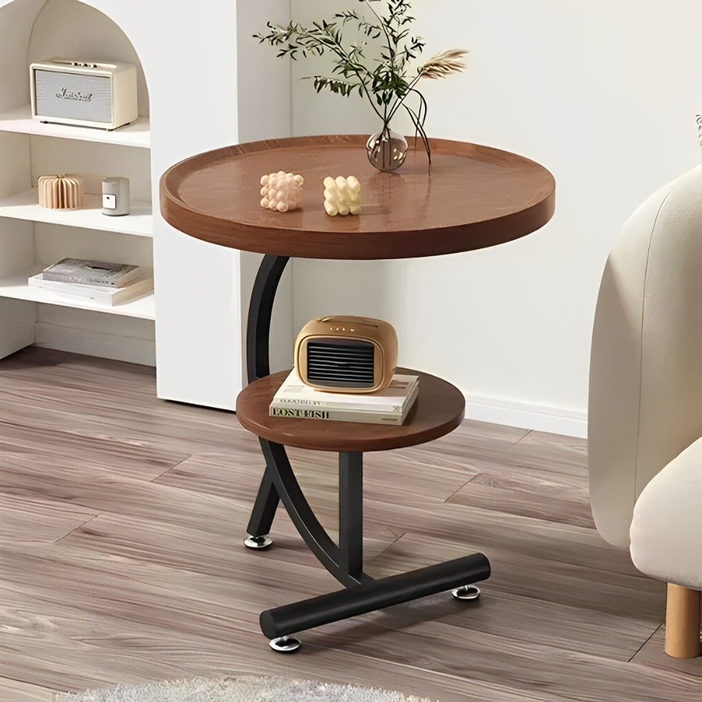 Mesa Canto Lateral Redonda Mesa De Centro 2 Andares Multiuso em Oferta na Shopee