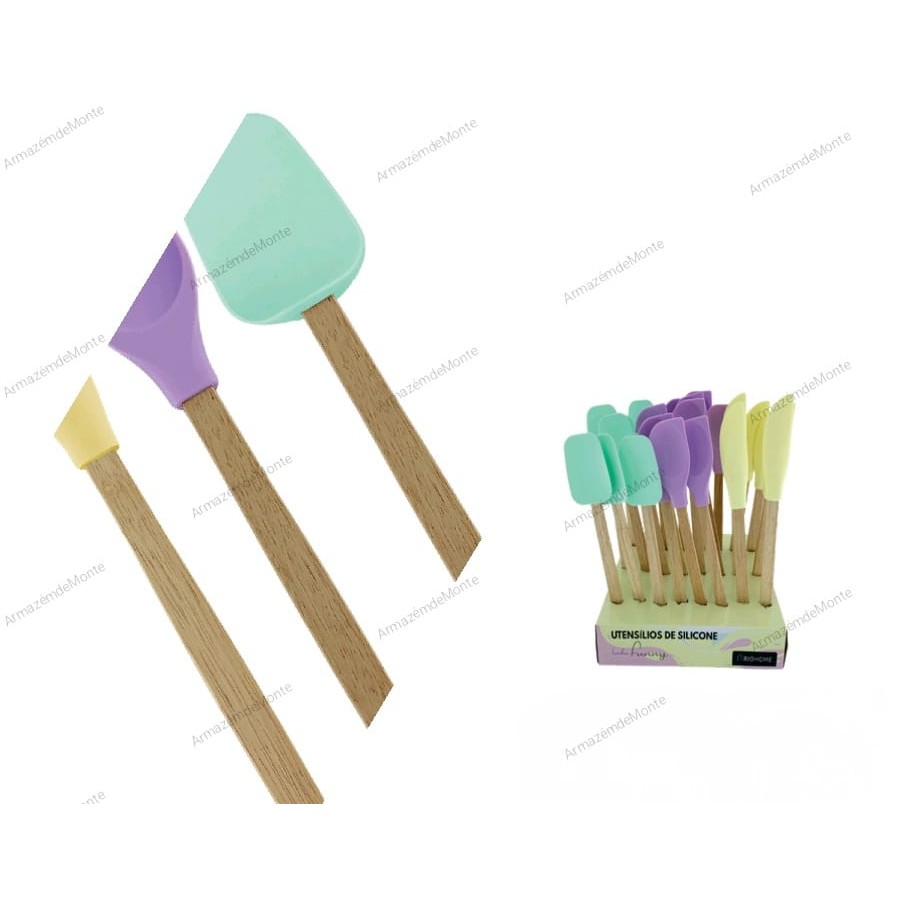 KIT ESPATULAS EM SILICONE LINHA FUNNY (3 MODELOS) 29X5,5 CM
