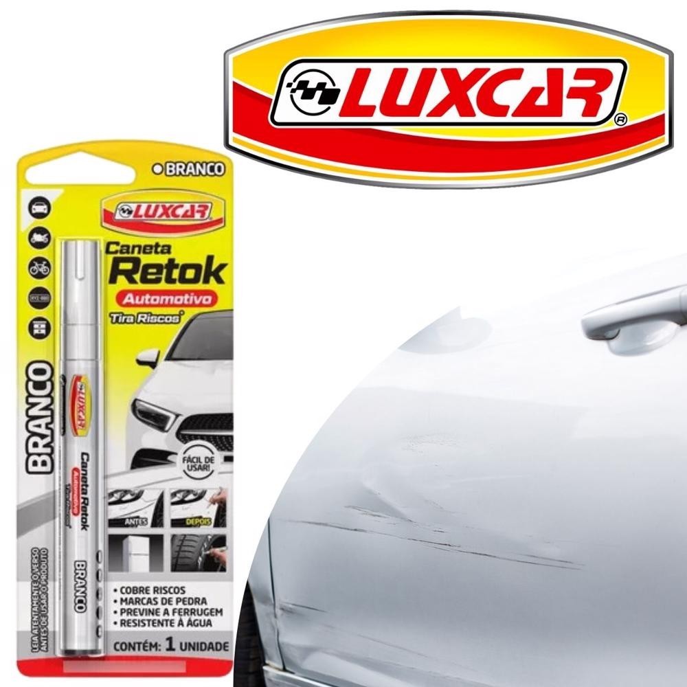 Caneta Cor Branco Reparo Pintura Lataria Carro Moto Eletrodomésticos Tira Riscos Retoque Luxcar em Oferta na Shopee