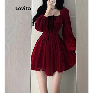 Lovito Vestido Casual Simples Com Gravata Frontal Para Mulheres LNA44041