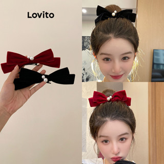 Lovito Grampos De Cabelo Com Pérolas De Arco Liso Casual Para Mulheres LFA14405
