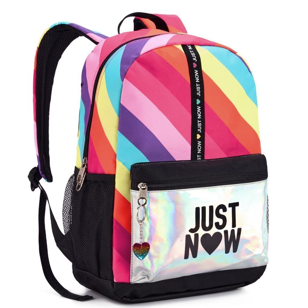 Mochila Costas Escolar Juvenil Colorido Just Now Rainbown