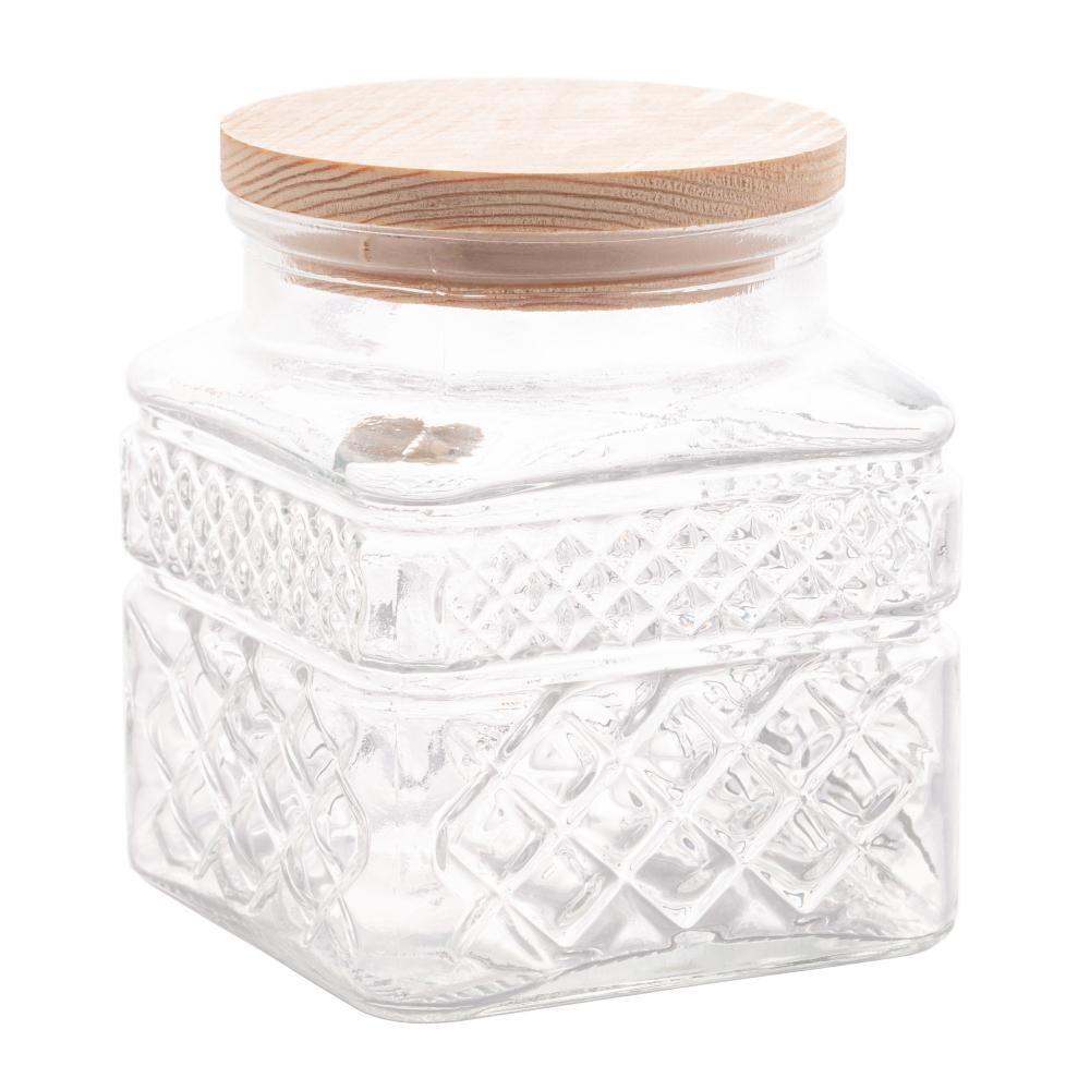 Porta Mantimentos Wolff de Vidro com Tampa em Madeira 600ml em Oferta na Shopee