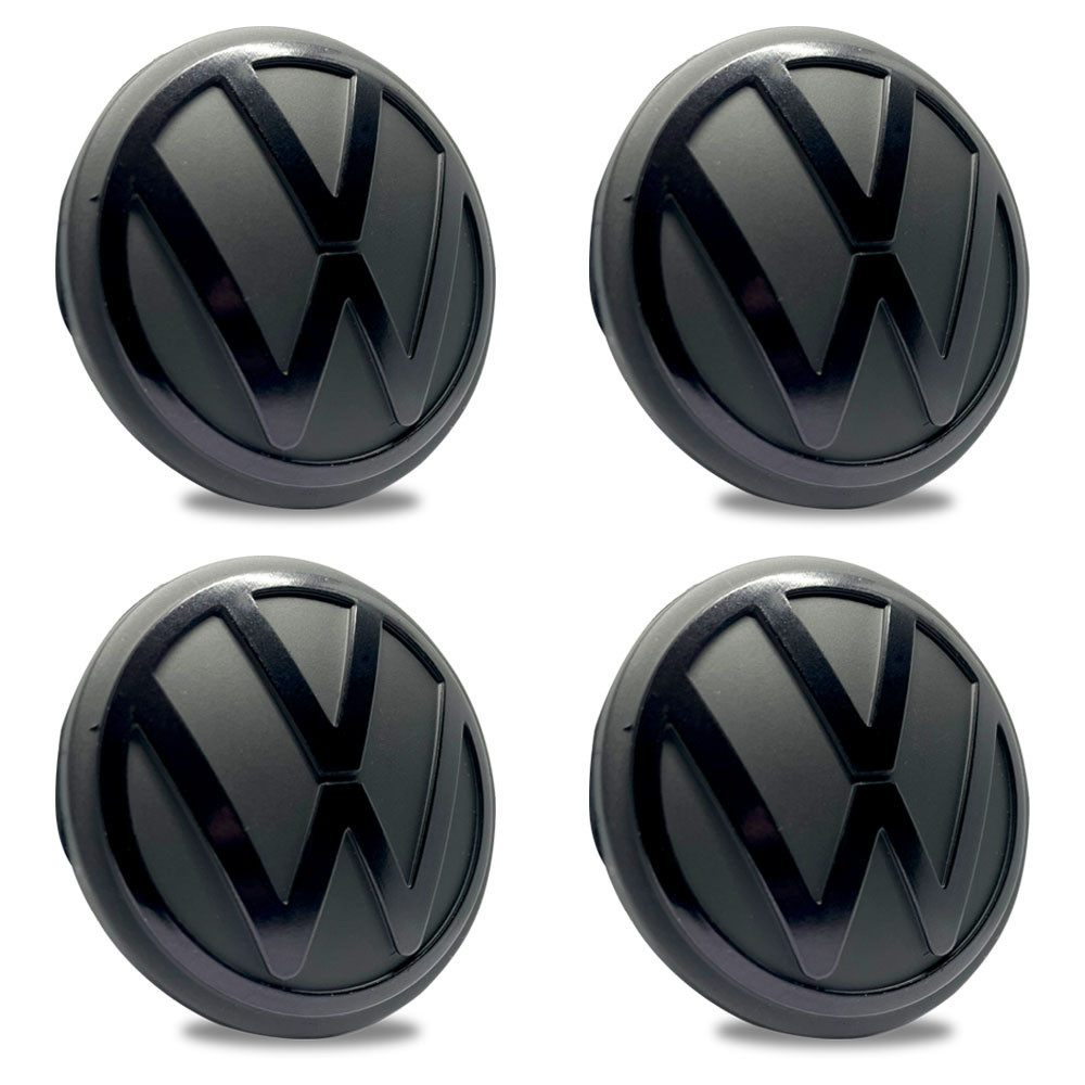 Kit 4 Calotinha Centro Tampa Roda Golf Fusca Amarok Logo Novo Black Piano 65mm