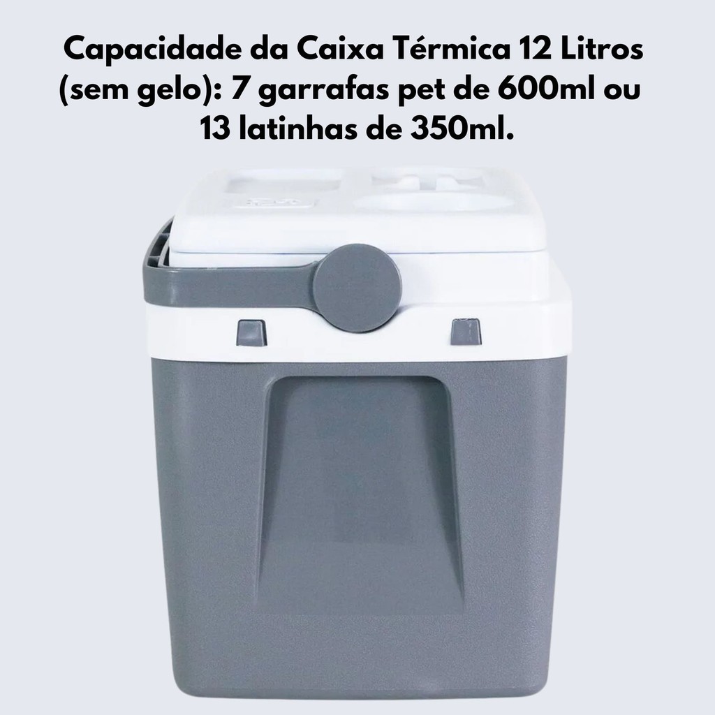Detalhes do Caixa Térmica 12 Litros com Capacidade para 7 garrafas pet de 600ml ou 13 latinhas de 350ml - Bel