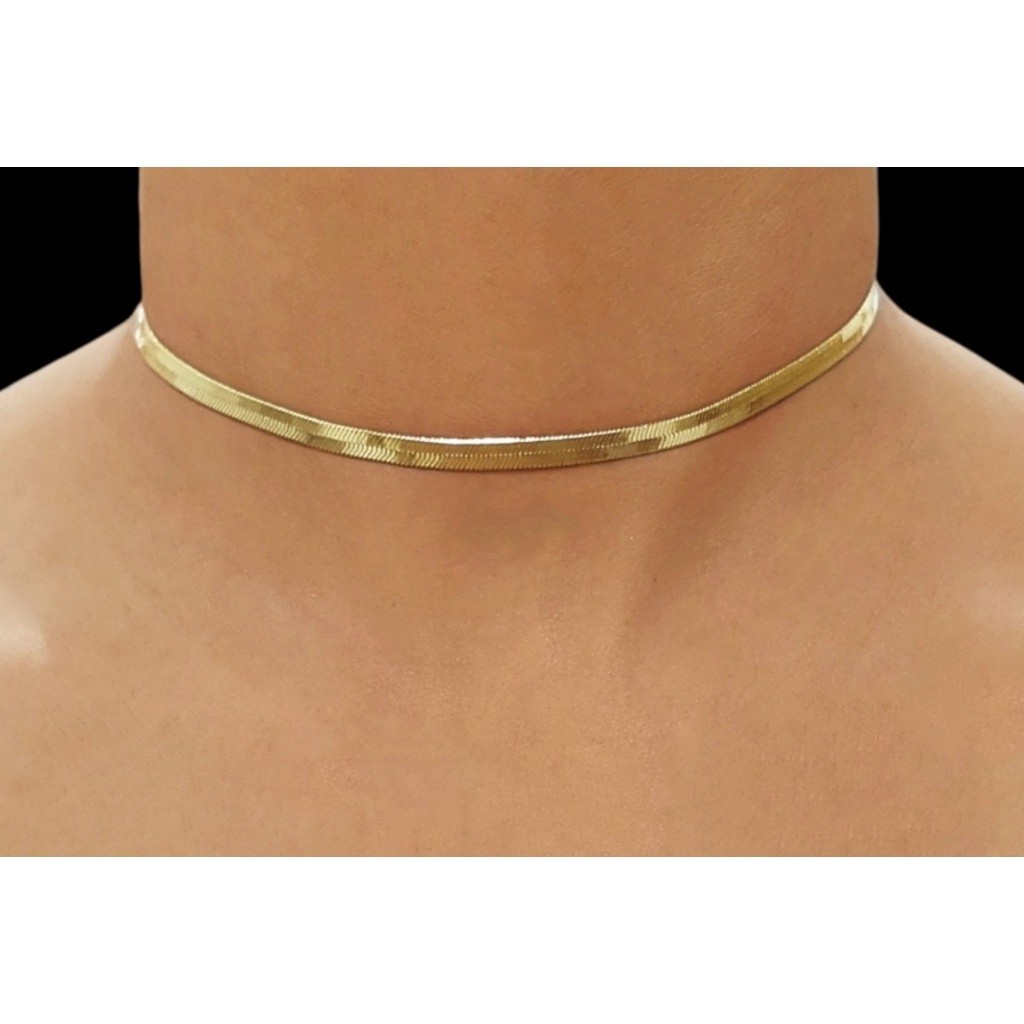 Colar Choker Laminada Dourada Folheada A Ouro 18k Corrente pulseira cordão banhado a ouro banho triplo EXCLUSIVO LE BIJO