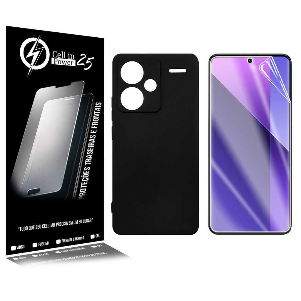 Capa Silicone Premium aveludada + Película De Hydrogel HD Para Redmi Note 13 Pro Plus 6.67  - Cell In Power25