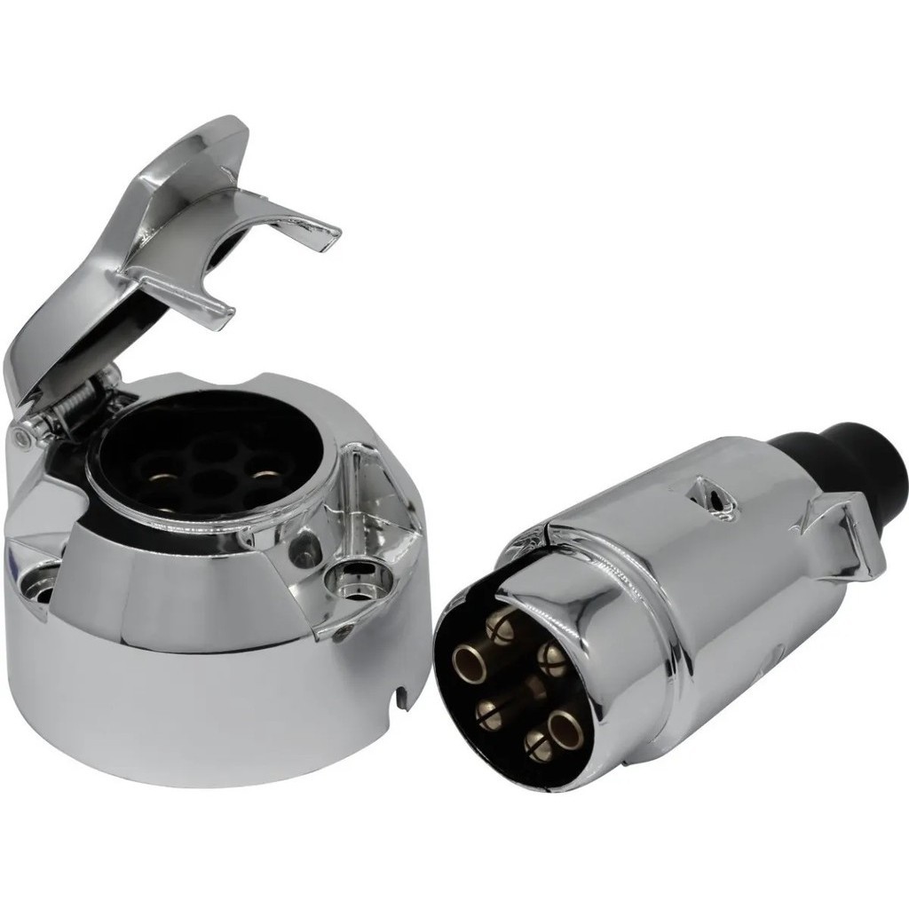 Tomada Cromada Carretinha Completa 6 Polos Barco Jetski Dni