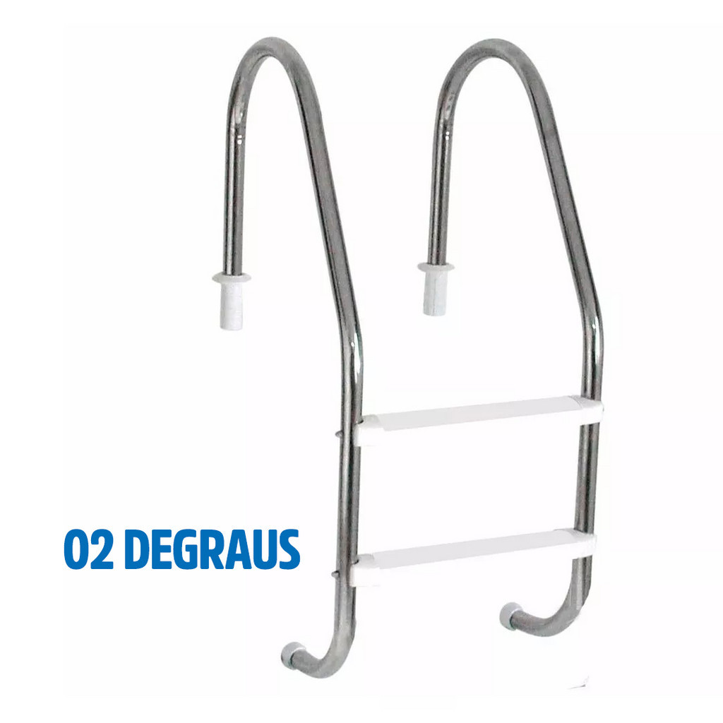 Escada Piscina Aço Inox Com Degraus Abs Corrimão Resistente