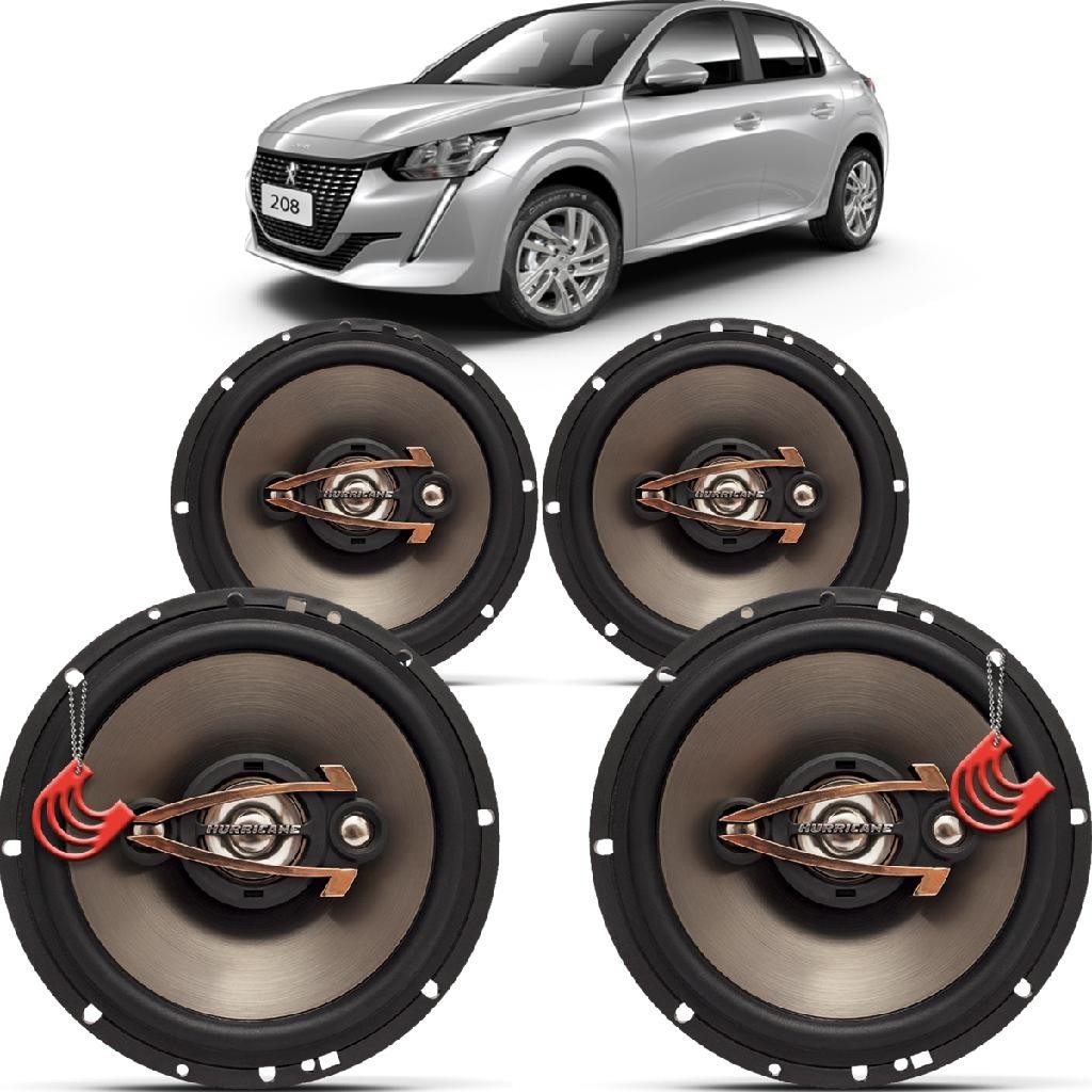 Kit Alto Falantes Dianteiro e Traseiro Peugeot 208 2021 2022 2023 2024 2025 - Hurricane Platino 640w em Oferta na Shopee