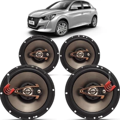 Kit Alto Falantes Dianteiro e Traseiro Peugeot 208 2021 2022 2023 2024 2025 - Hurricane Platino 640w
